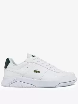 Image of Lacoste Juniors' Lacoste Game Advance Leather Trainers, White/Green, Size 5 Older
