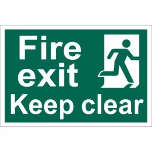 Image of Draper Fire Exit Keep Clear Sign 200mm 300mm Standard