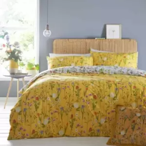 Image of Furn. Fleura Double Duvet Cover Set Cotton Polyester Yellow