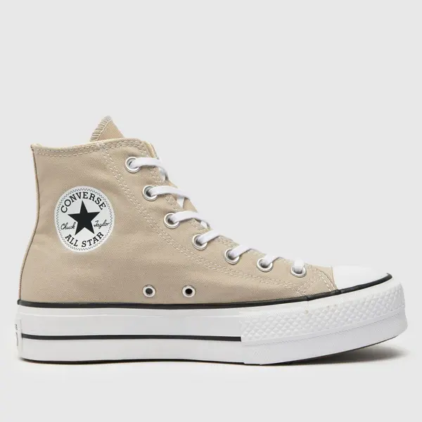 Image of Converse chuck taylor all star lift hi trainers in stone Stone UK 3