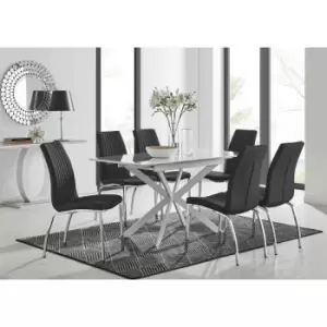 Image of Lira 120 Extending Dining Table and 6 Black Isco Chairs - Black