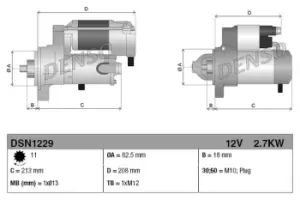 Image of Denso DSN1229 Starter Motor