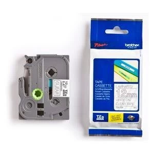 Image of Brother P-touch TZE135 12mm Gloss Tape White on Clear