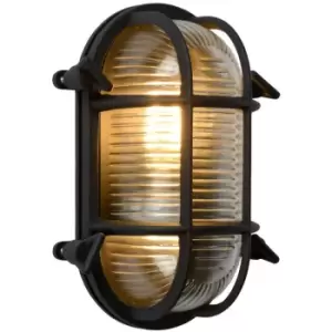 Image of Lucide DUDLEY - Oval Bulkhead Wall Light Outdoor - 1xE27 - IP65 - Black