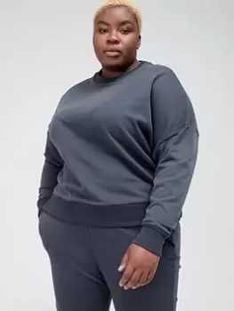 Image of adidas Studio Lounge Sweat (Plus Size) - Dark Grey, Size 3X, Women