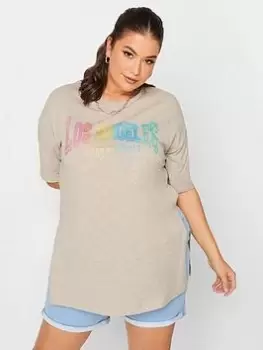 Image of Yours Split Hem T-Shirt, Natural, Size 18, Women