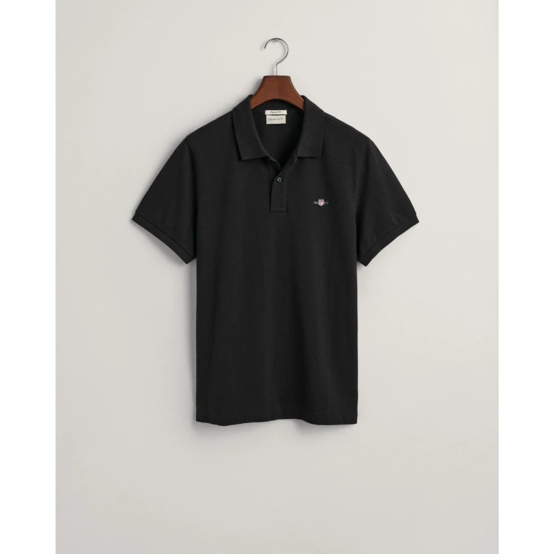 Image of Gant Regular Shield Pique Polo Shirt Black XXL