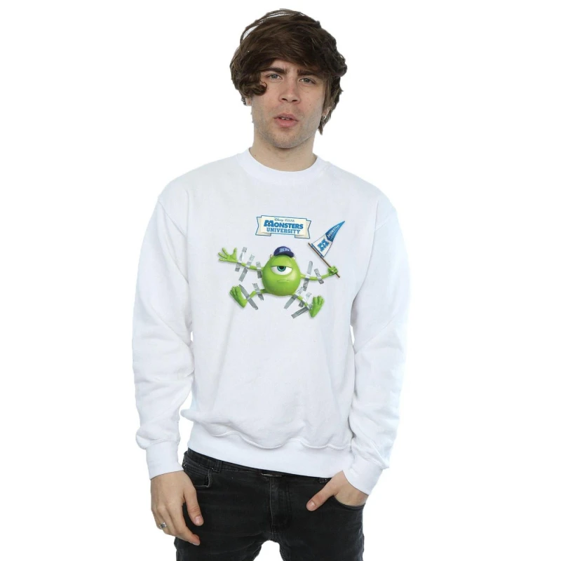 Image of Disney Men Monsters University Taped Mike Sweatshirt in White Size: Small White S Male 5057972614280