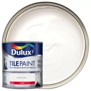 Image of Dulux Pure Brilliant White Tile Paint 600ml