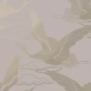 Image of Holden Decor Metallic Cranes Blush Pink Wallpaper