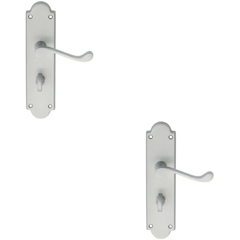 Image of Loops 2x PAIR Victorian Scroll Handle on Bathroom Backplate 205 x 49mm Satin Chrome Multi