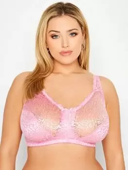 Image of Yours High Shine Lace Non-Wired Bra - Pink, Size 40Dd, Women