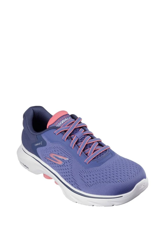 Image of Skechers Womens GO WALK 7 Lightweight Cosmic Waves Trainers UK Size 5 (EU 38) Navy/Coral SKE2252-NVCL-5