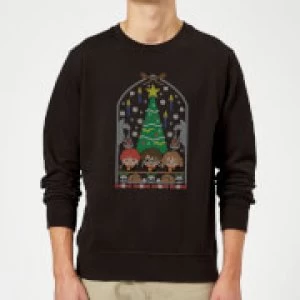 Image of Harry Potter Hogwarts Tree Christmas Sweatshirt - Black
