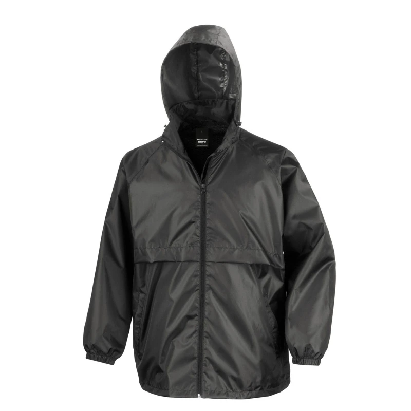 Image of Result Core Mens Lined Lightweight Waterproof Jacket in Black Size: XS Black Male XS