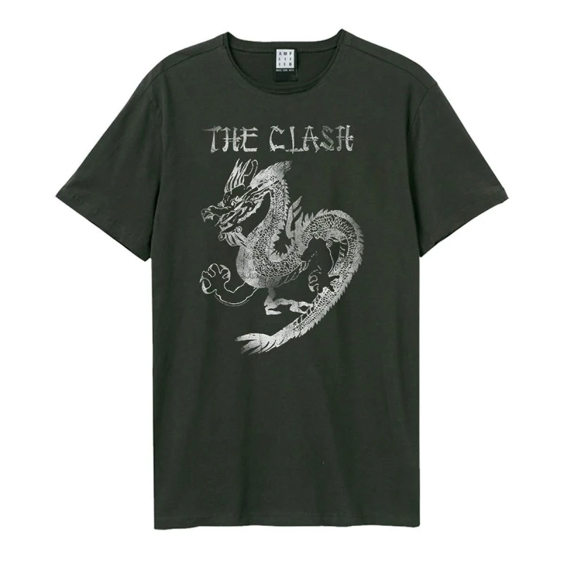 Image of Amplified Amplified Men New Dragon The Clash T-Shirt in Charcoal Size: Small Charcoal S Male 5063470344185