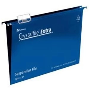 Image of Rexel Crystalfile Extra Foolscap Suspension File 5mm Blue Pack of 25 Suspension Files