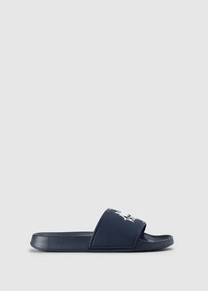 Image of Kappa Mens Authentic Logo Slides In Blue-White