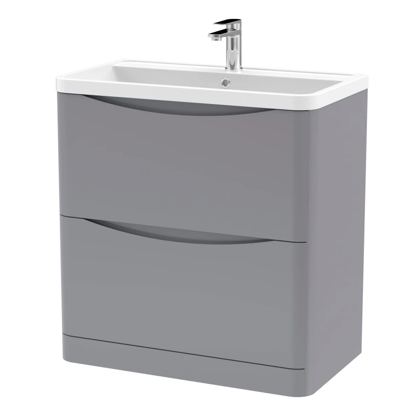 Image of Balterley Floor Standing 2 Drawer Vanity Basin Unit Polymarble Basin Grey 800mm Grey
