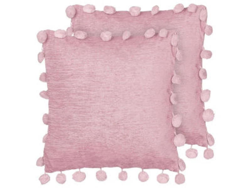 Image of Beliani Set Of 2 Decorative Cushions Jasmine 45 X 45cm Pink Solid