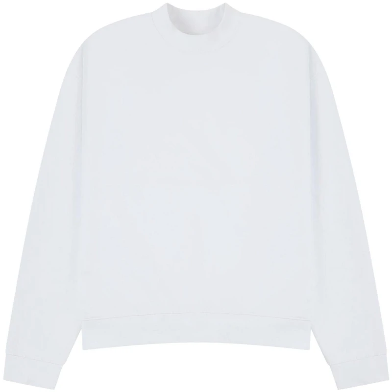 Image of Casual Classics Mens Premium Extended Neckline Boxy Oversized Sweatshirt in White Size: XS White Male XS