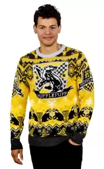 Image of Hufflepuff House Crest Christmas Jumper - S