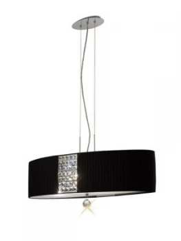 Image of Ceiling Pendant Oval with Black Shade 4 Light Polished Chrome, Crystal