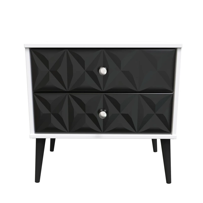 Image of Toledo 2 Drawer Side Table In Deep Black & White (Ready Assembled)