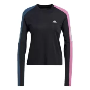 Image of adidas Own the Run Colorblock Long-Sleeve Top Running Lon - Black