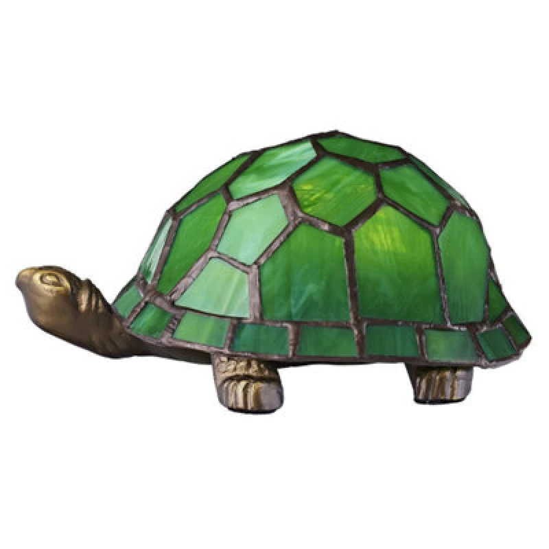 Image of Happy Homewares Beautifully Hand Crafted Green Glass Tortoise Tiffany Lamp