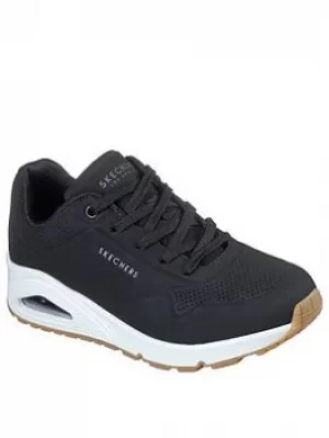 Image of Skechers Uno Stand On Air Durabuck Lace Up Trainers, Black, Size 8, Women