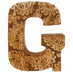 Image of Letter G Hand Carved Wooden Flower
