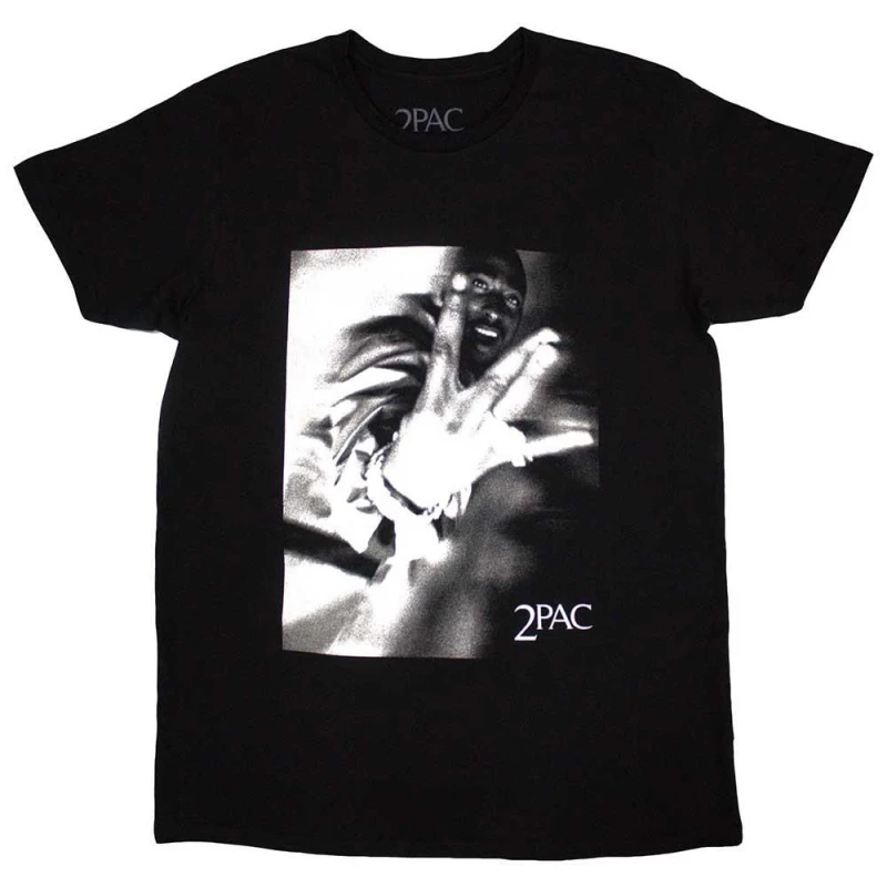Image of Tupac Shakur Tupac Shakur Men Fingers Tone T-Shirt in Black Size: large Black L Male 5063527560902