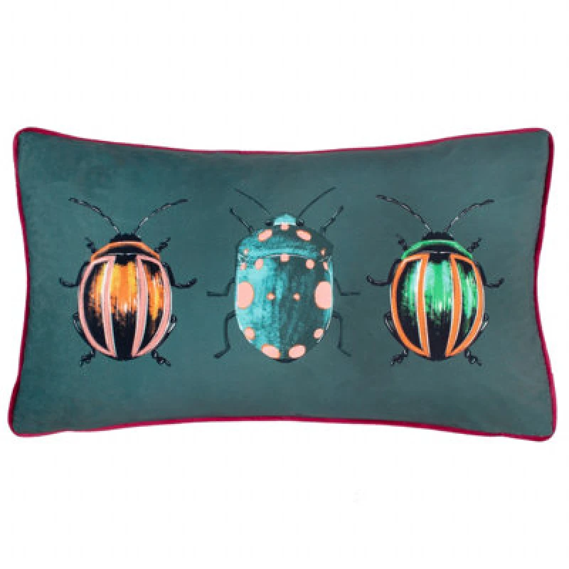 Image of Furn Furn Beetalis Velvet Piped Polyester Filled Cushion Size: 30cm x 50cm Multi 30cm x 50cm Unisex 5025532865731