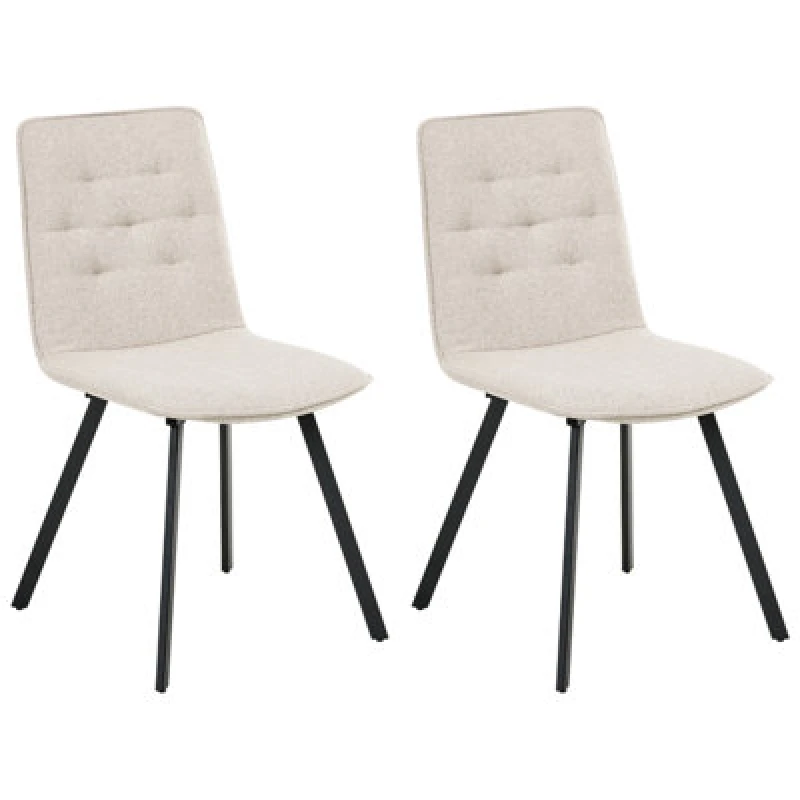 Image of Beliani Set Of 2 Dining Chairs Carver Fabric Beige