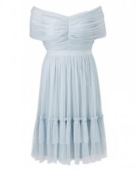 Image of Anaya ribbon detail bardot midi dress