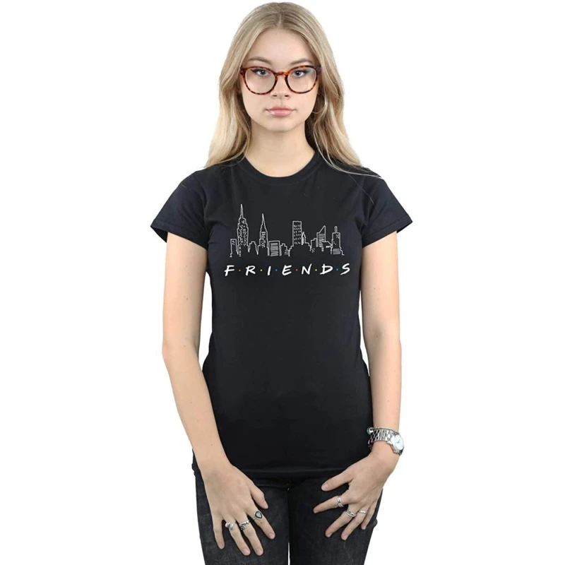 Image of Friends Friends Men Skyline T-Shirt in Black Size: Small Black S Male 5059958524545