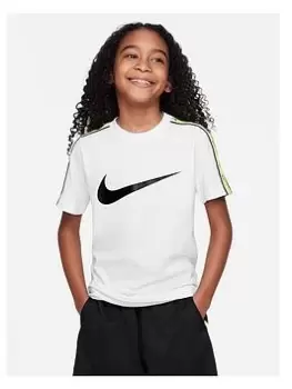 Image of Nike Older Boys Sportswear Repeat Swoosh T-Shirt, White, Size S=8-10 Years