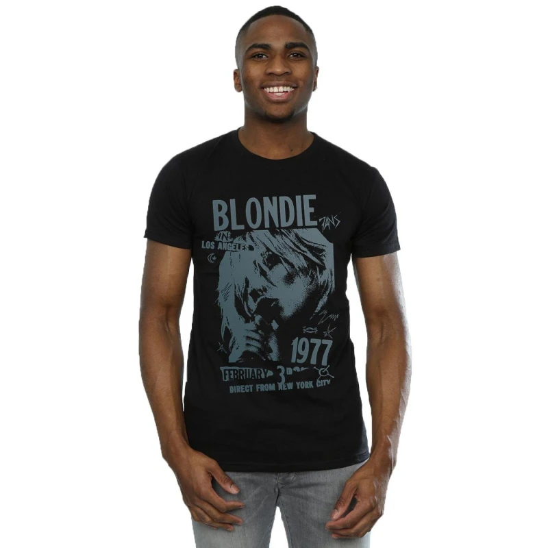 Image of Blondie Blondie Men Tour 1977 Chest T-Shirt in Black Size: Small Black S Male 5059568176059