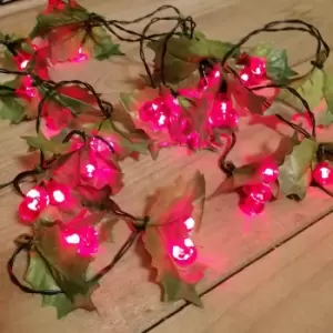 Image of Premier 2.8m Holly Garland with Red Berries and 40 Red Leds