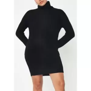 Image of Missguided Recycled Tall Roll Neck Knitted Mini Dress - Black