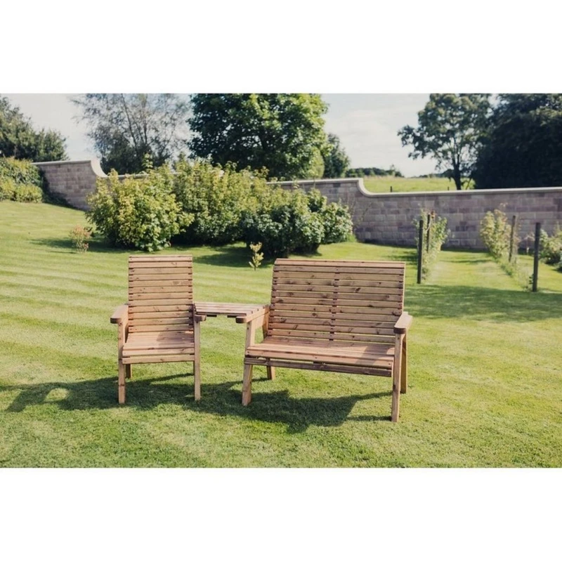 Image of Churnet Valley Garden Furniture Ltd Valley Trio Set - Timber - Garden Furniture - Fully Assembled in Brown Brown Unisex
