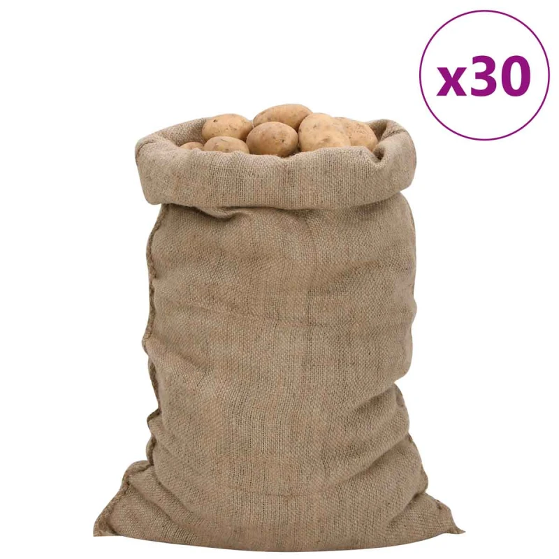Image of Vidaxl Jute Sacks 30 Pcs 60X105cm 100% Jute 340 Gsm, Brown 155808