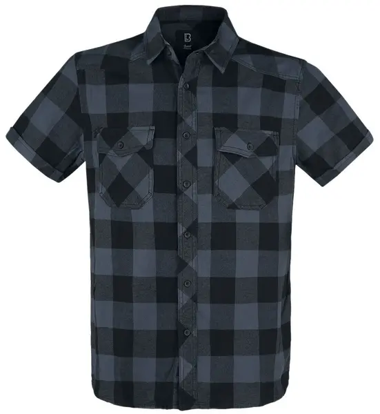 Image of Brandit Half-Sleeve Checked Shirt Short-sleeved Shirt Black grey