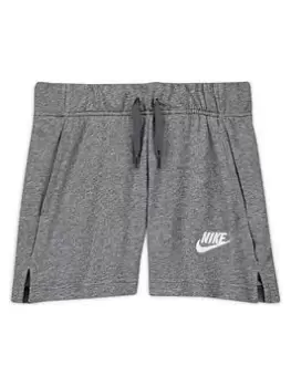 Image of Nike Older Girls Nsw Club Ft 5 In Short - Grey/White, Size M=10-12 Years