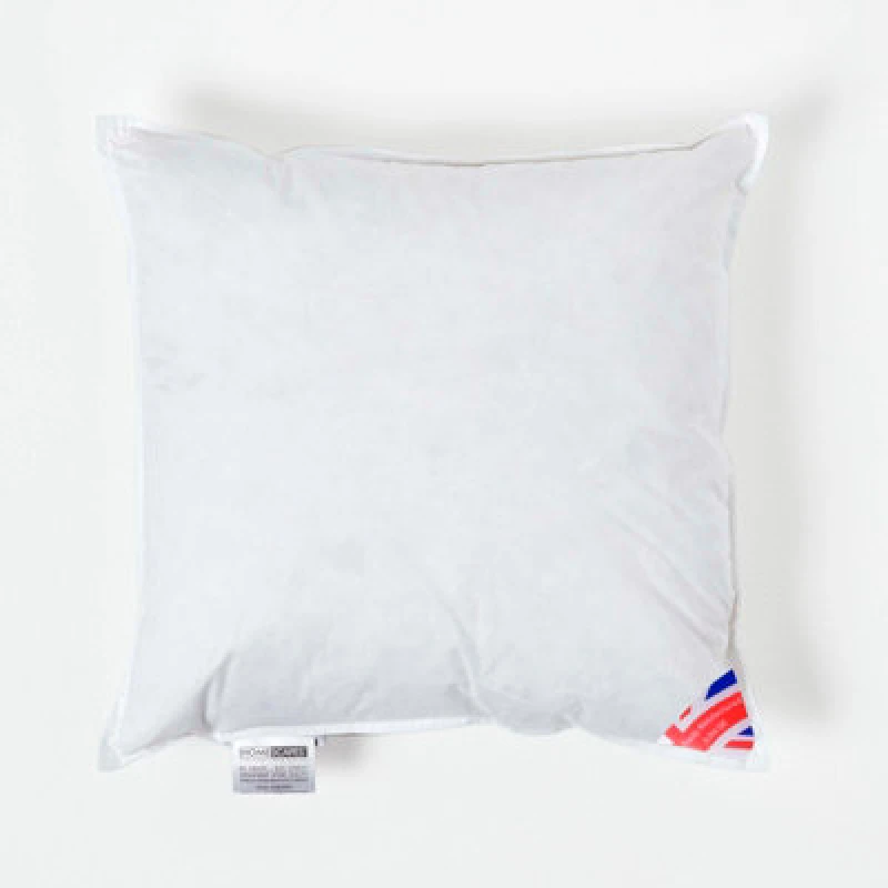 Image of HOMESCAPES Duck Feather Cushion Pad - Luxury Cushion Filler and Inserts 40 x 40cm (16 x 16) - White - Homescapes SF1213D-EU