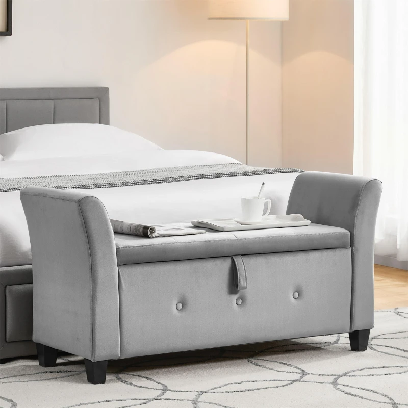 Image of Lassic Vida Designs Seville Storage Ottoman UKFR Velvet Light Gr unisex One Size