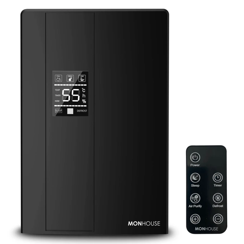 Image of MONHOUSE Dehumidifier 24H Timer Ultra Quiet Mould & Damp Remover 2.2L Capacity in Black Unisex