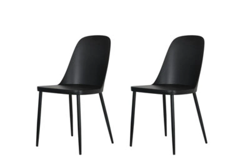 Image of Core Products Aspen Plastic Duo Chair With Black Metal Legs (Pair) Black