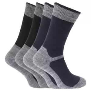 Image of Mens Heavy Weight Reinforced Toe Work Boot Socks (Pack Of 4) (UK Shoe 6-12, EUR 40-47) (Black/Navy)